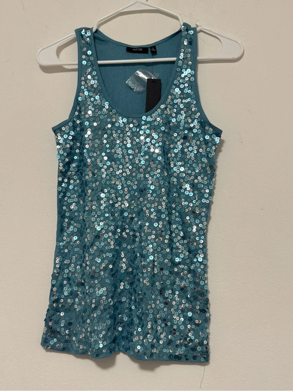 APT. 9‎ Women’s Blue Sequin Tank Top Sleeveless Scoop Neck Party Glitter size M
